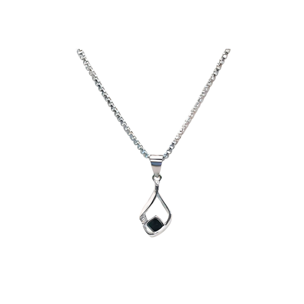 Pure 925 Silver Black Pendant With Chain