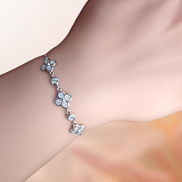 SCPJ 925 Sterling Silver Clover Zircon Bracelet - Image 2