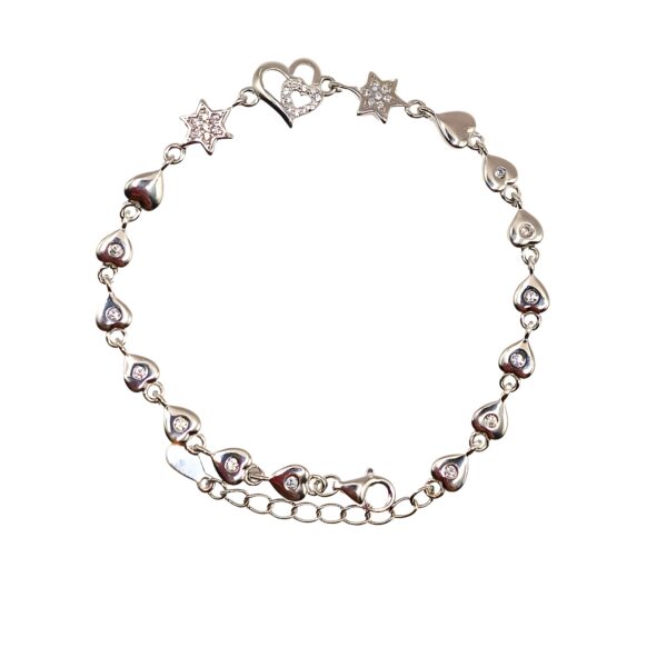 SCPJ 925 Sterling Silver Beautiful Heart Bracelet