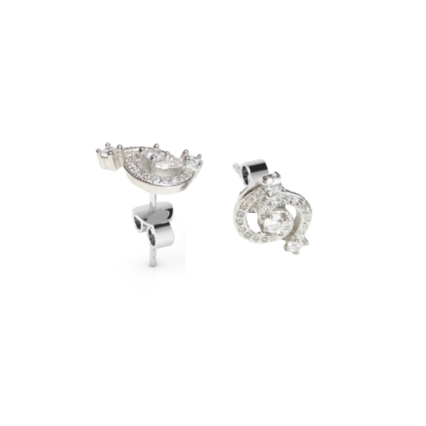 Pure 925 Silver Swirl Zirconia Earrings - Image 2