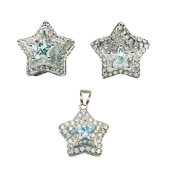 Pure 925 Silver Pendant and Earrings Set with Sparkling Zircon Stones - Image 4