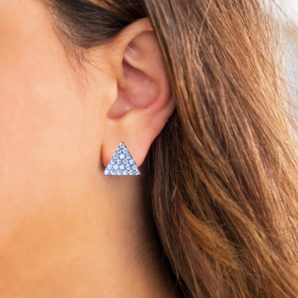 Pure 925 Silver Triangle Zircon Prism Earrings - Image 3