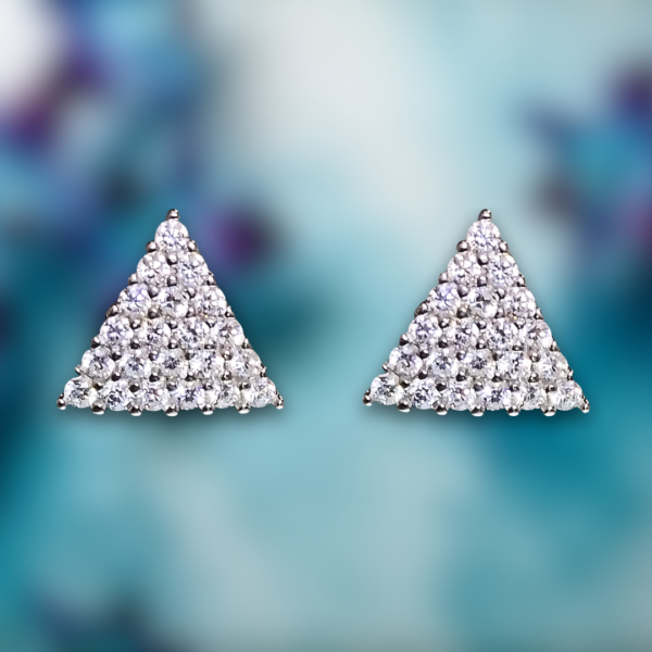 Pure 925 Silver Triangle Zircon Prism Earrings