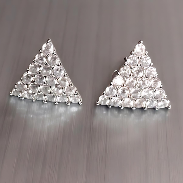 Pure 925 Silver Triangle Zircon Prism Earrings - Image 2