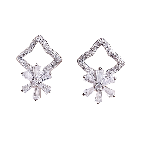 Pure 925 Silver Elegant Zircon Earrings