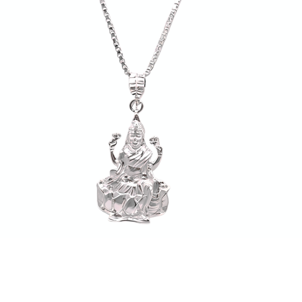 Pure 925 Silver God Laxmi Ji Pendant With Chain for Men & Women For Good Health & Wealth