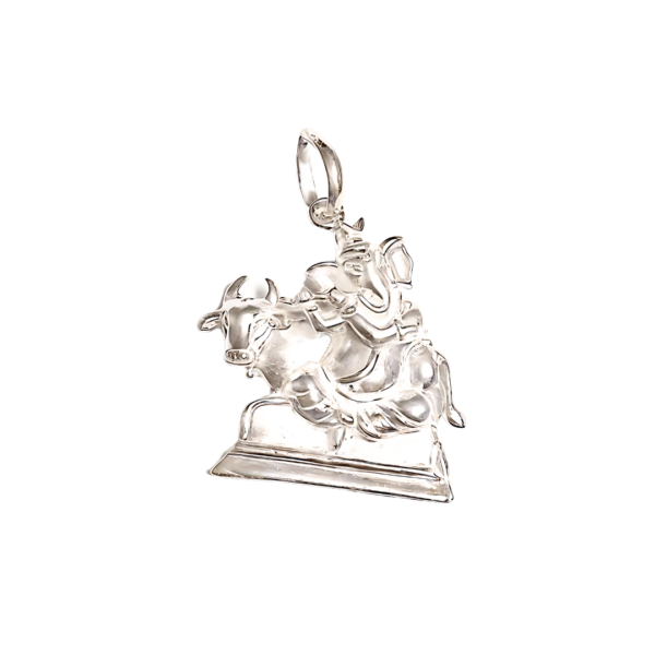 Pure 925 Silver Lord Ganesh Locket with Nandi Dev