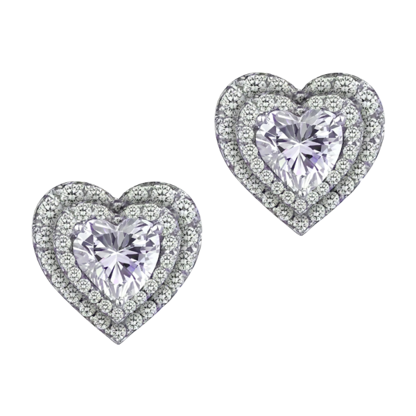 Pure 925 Silver Heart Shape Pendant and Earrings Set - Image 2